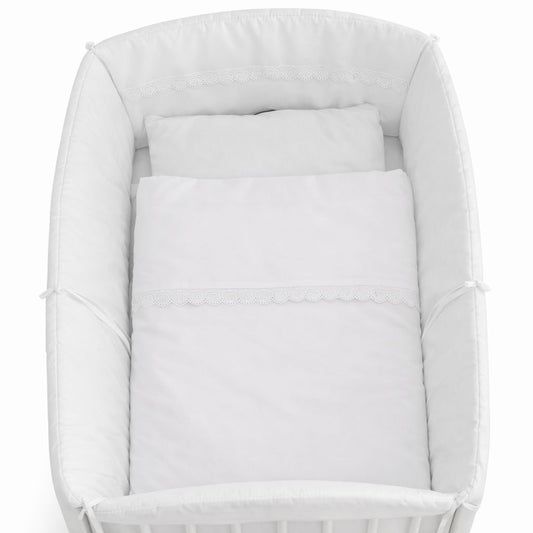 Wiegenbettwäsche 40x90 in Weiß 5-teilig mit Spitze und Nestchen