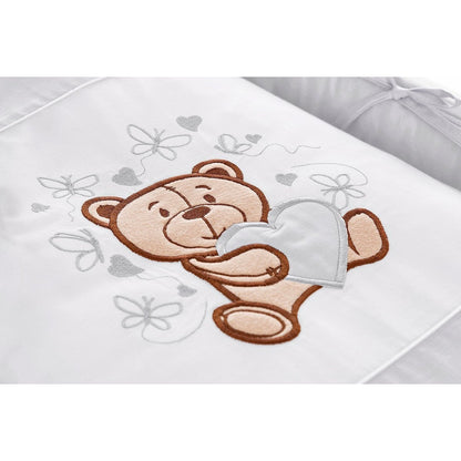 7-teiliges Babybettwäsche Set Grau mit Bärchen Motiv 