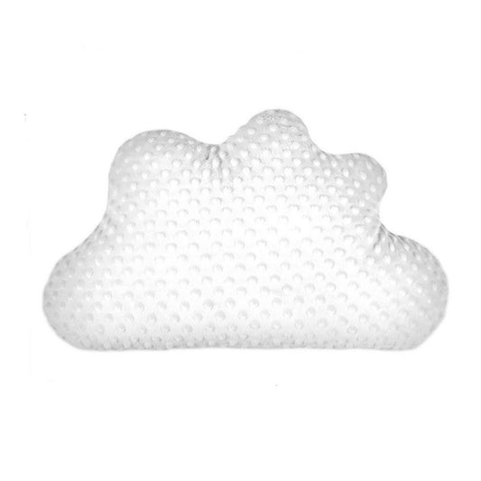 Wolkenkissen aus Minky, weiß, im Babybett – weiches Deko-Kissen 60×35 cm